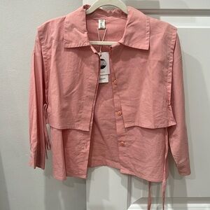 Peach color button down for girls.  Size 5.